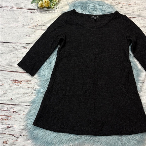 Eileen Fisher Gray Merino Wool Tunic 3/4 Top Petite - Picture 7 of 8